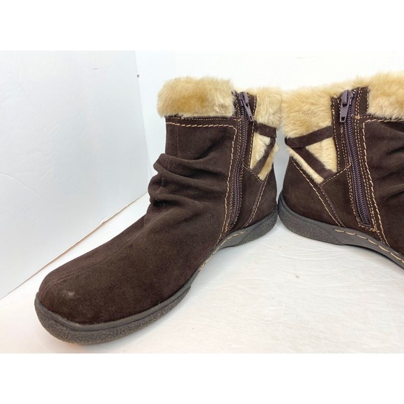 Bare Traps Lauree Boots 8M Brown Suede with Faux Fur Lining Zip Side - Picture 5 of 13